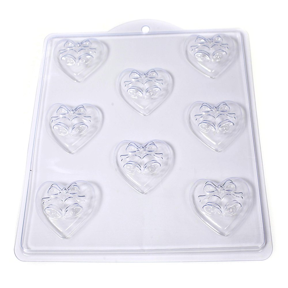 World Of Moulds 8 Cavity Bells on Heart Soap/Bath Bomb Mould