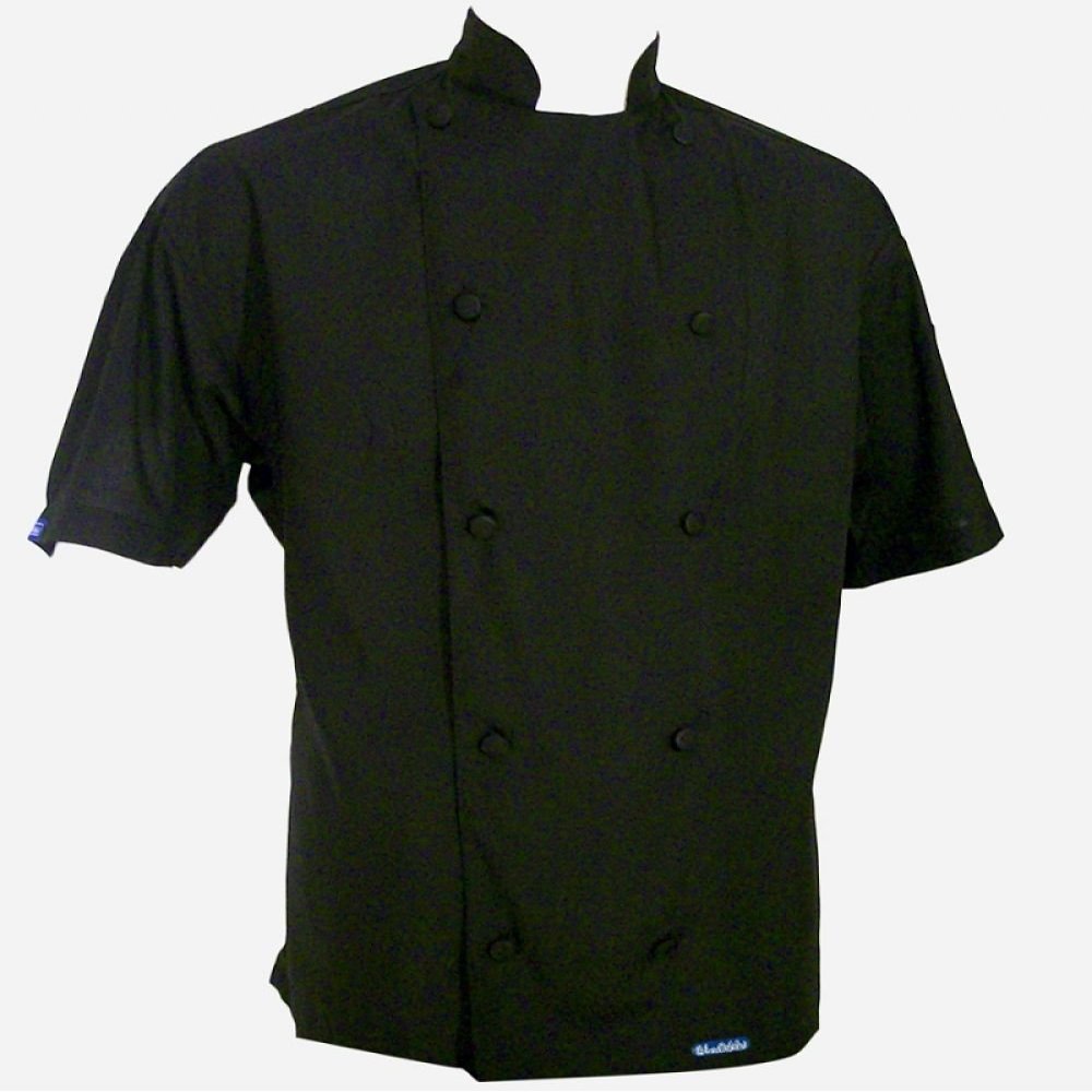 CHEFSKIN Original Short-Sleeve Chef Jacket in Black (X-Small (46 Inch Chest))