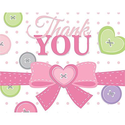 Cute as a Button Girl Thank You Notes (8 ct)