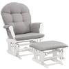 Nursery Glider Chair Rocker and Ottoman in White for Baby and Mothers view 1