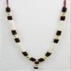 Dark Maroon & White Satin Ribbon Artificial Floral Deity Garland Hindu God Mala India view 1