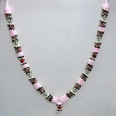 Pink & Maroon Satin Ribbon Artificial Floral Hindu Deity Garland Religious God Mala India