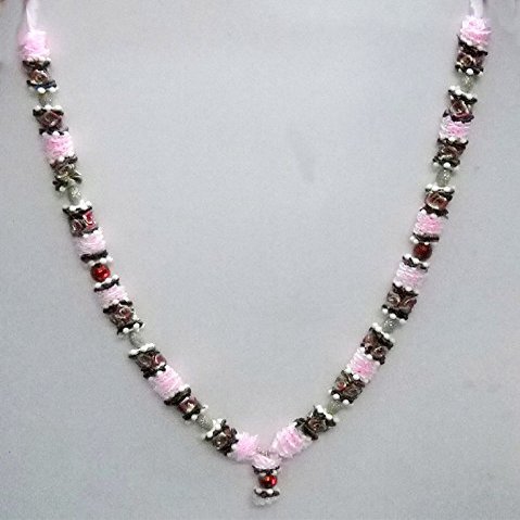 Pink & Maroon Satin Ribbon Artificial Floral Hindu Deity Garland Religious God Mala India