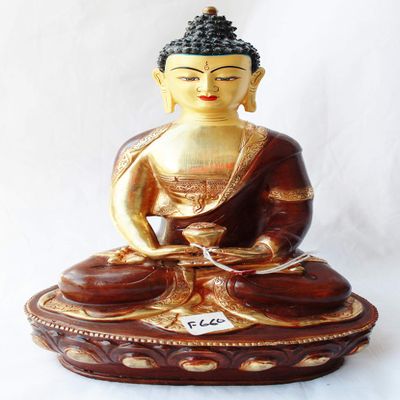 bowlsofnepal F660/F652 Exclusive Gold Plated Copper Statue of Amitabha Buddha 13" Handmade Nepal