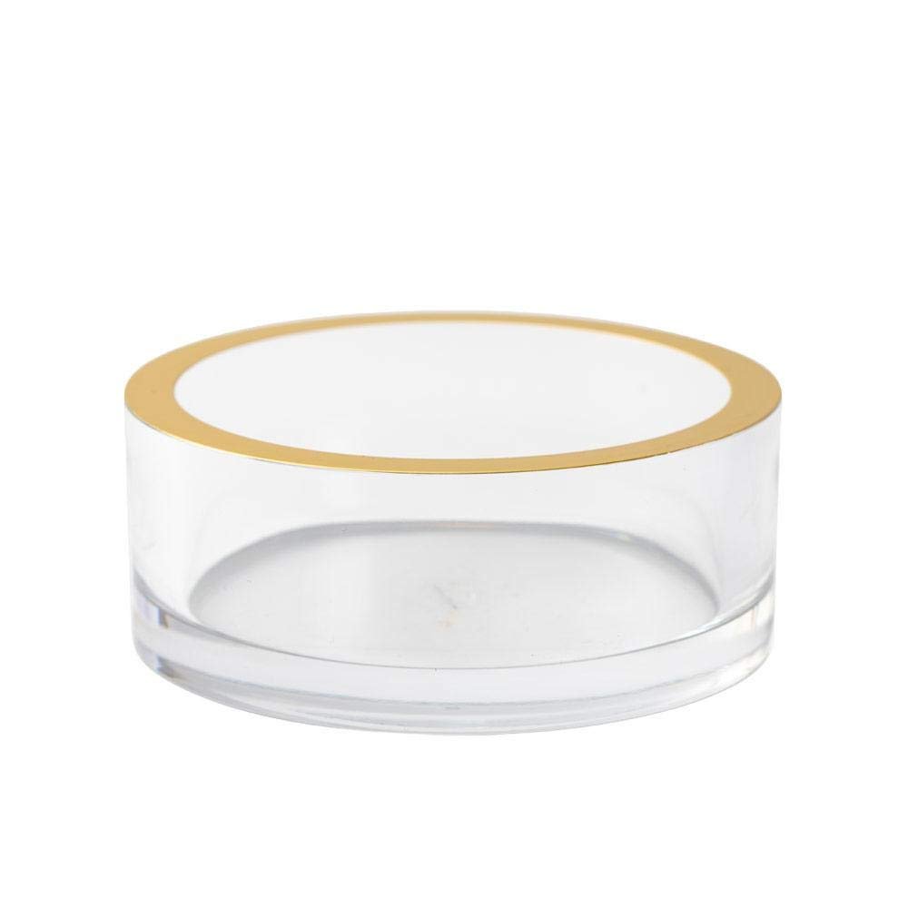 Caspari Acrylic Wine Bottle Coaster in Clear with Gold Rim - 1 Each