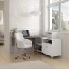BESTAR Pro-Linea L-Shaped Desk with Metal Legs, 72W, White/Bark Grey view 2
