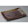  Banko Ware Platter, Iron Beadro 12.0 Long Square Plate, 14.6 x 10.2 x 1.6 inches (370 x 260 x 40 mm), Soil, Japanese Tableware, Ryokan, Restaurant, Commercial Use view 1