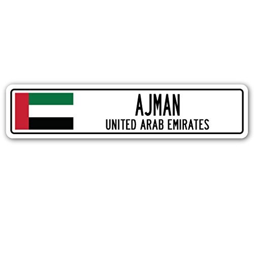 Ajman, United Arab Emirates Street Sign Emirati Flag City Country Road Wall Gift