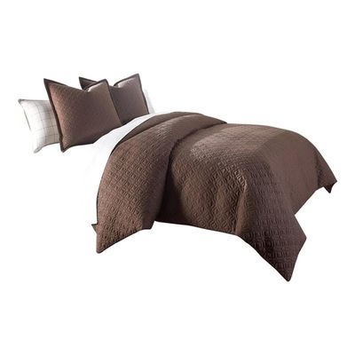 Michael Amini 3 Piece Leigh Coverlet/Duvet Set, King, Brown