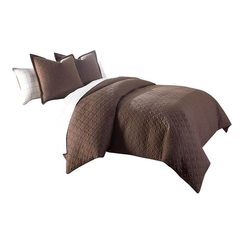 Michael Amini 3 Piece Leigh Coverlet/Duvet Set, King, Brown
