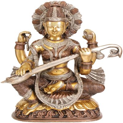 Goddess Saraswati - Brass Statue