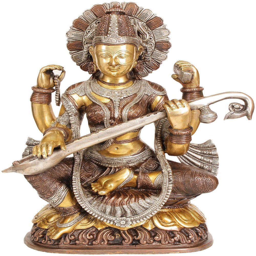 Goddess Saraswati - Brass Statue