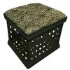 Black Utility Crate Storage Container Ottoman Bench Stool with Your Choice of Seat Cushion Theme! (Cheetah) view 1