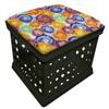 Black Utility Crate Storage Container Ottoman Bench Stool with Your Choice of Seat Cushion Theme! (Tie Dye) view 1