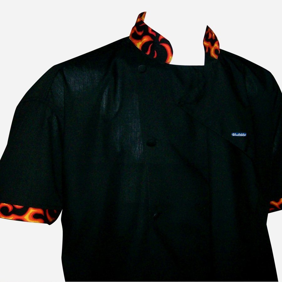 CHEFSKIN Original Short Sleeve Flame Chef Jacket in Size Small Comes with a Free Beanie Hat