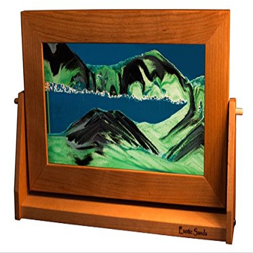 Exotic Sands Moving Sand Art Picture - Large Cherry Wood Frame Lg22 - Handmade in The USA.