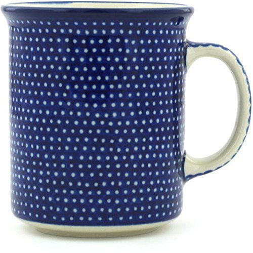 Polmedia Polish Pottery Mug 10 oz UNIKAT - Starry Night Pattern Handmade in Boleslawiec Poland by Ceramika Artystyczna + Certificate of Authenticity