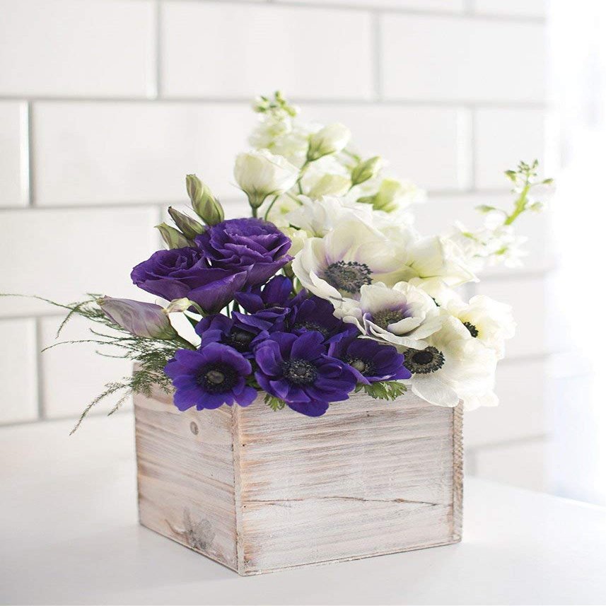 Afloral Special Whitewashed Wood Planter Box - 6"