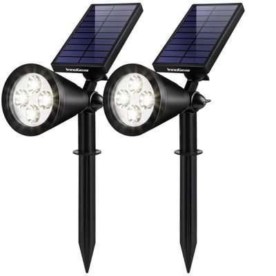 InnoGear Solar Lights Outdoor Waterproof Solar Garden Light for Outside Yard Landscape Lighting Pathway Spot Lights Spotlight Wall Light Auto On/Off, Pack of 2 (White)