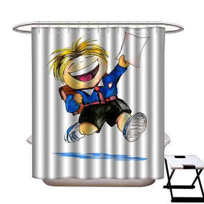 warmfamily Shower Curtain with Hooks Boy with Shower CurtainW69 x L84