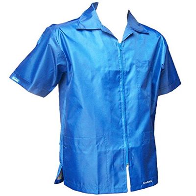 CHEFSKIN Original Barbershop-Boys Short Sleeve Barber/Cosmetologist Jacket in Sapphire Blue (3X (70 Inch Chest))