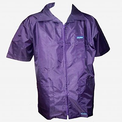 CHEFSKIN Original Barbershop-Boys Short Sleeve Barber/Cosmetologist Jacket in Amethyst Purple (3X (70 Inch Chest))