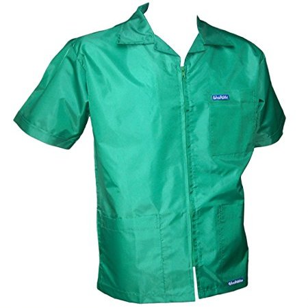 CHEFSKIN Original Barbershop-Boys Short Sleeve Barber/Cosmetologist Jacket in Emerald Green (3X (70 INCH Chest))
