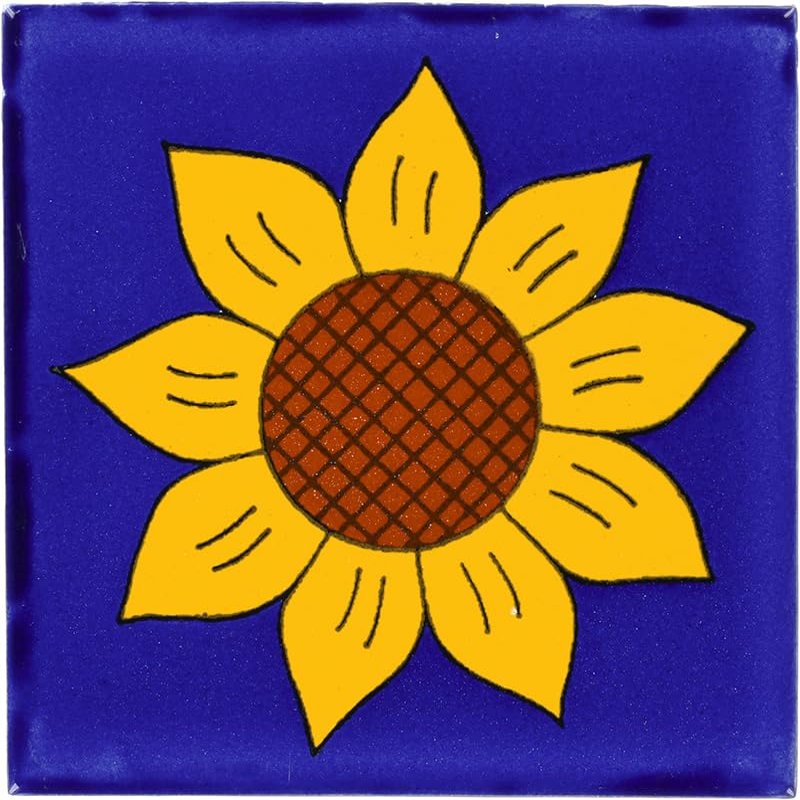 Box of 90-4 x 4 Sunflower 1 - Talavera Mexican Ceramic Tiles