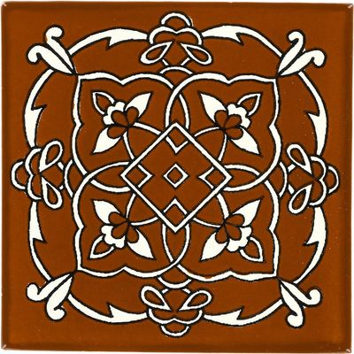 Box of 9-4 x 4 Terra Cotta Oriental - Talavera Mexican Ceramic Tiles