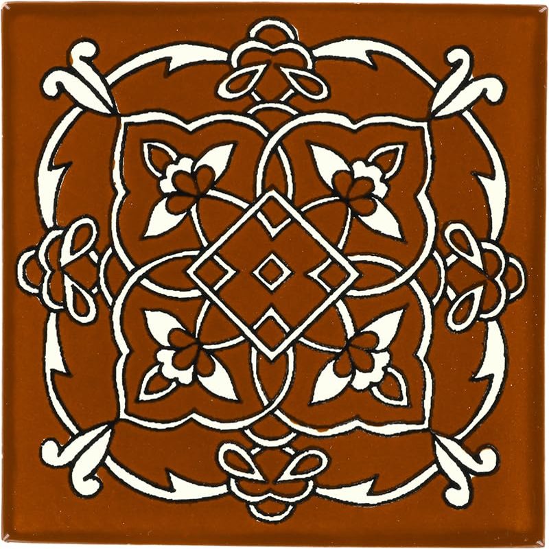 Box of 9-4 x 4 Terra Cotta Oriental - Talavera Mexican Ceramic Tiles