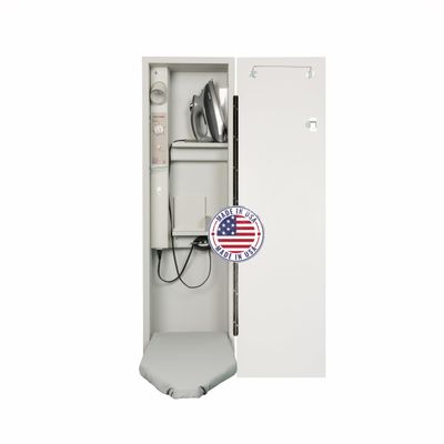 Iron-A-Way Built-In Ironing Center with 42 Inch Ironing Board, Electrical System, Hot Iron Storage and Flat White Door-E42FWU