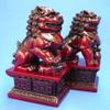 4.5" Pair of Red Feng Shui Foo Dogs, Fu Dog Statues, Chinese Civilian Door Gods to Protect Business Home Premises view 1
