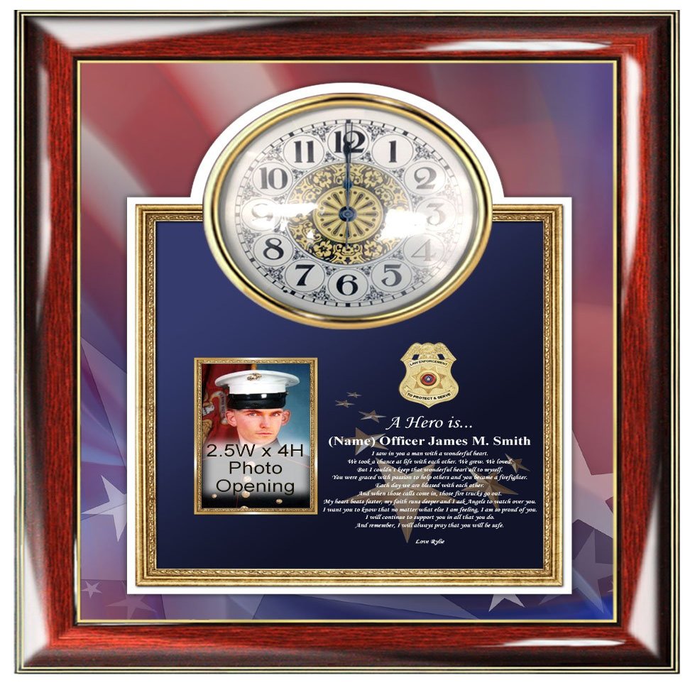 Custom Personalized Law Enforcement Police Sheriff Poetry Gift from Wife Girlfriend Homeland Security FBI Agent Gift Clock Picture Frame Photo Policeman Officer Poem Plaque