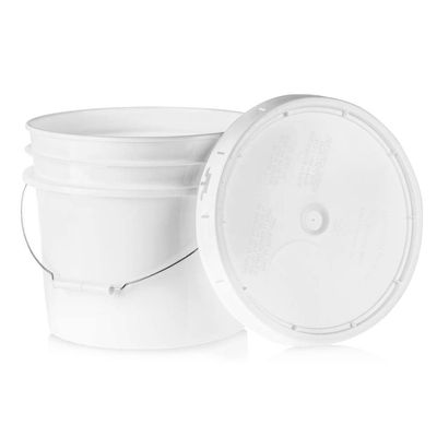 3.5 Gallon White Bucket & Lid - Set of 3 - Durable 90 Mil All Purpose Pail - Food Grade - Contains No BPA Plastic (3.5 Gal. w/Lids - 3pk)