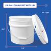 3.5 Gallon White Bucket & Lid - Set of 3 - Durable 90 Mil All Purpose Pail - Food Grade - Contains No BPA Plastic (3.5 Gal. w/Lids - 3pk) view 2