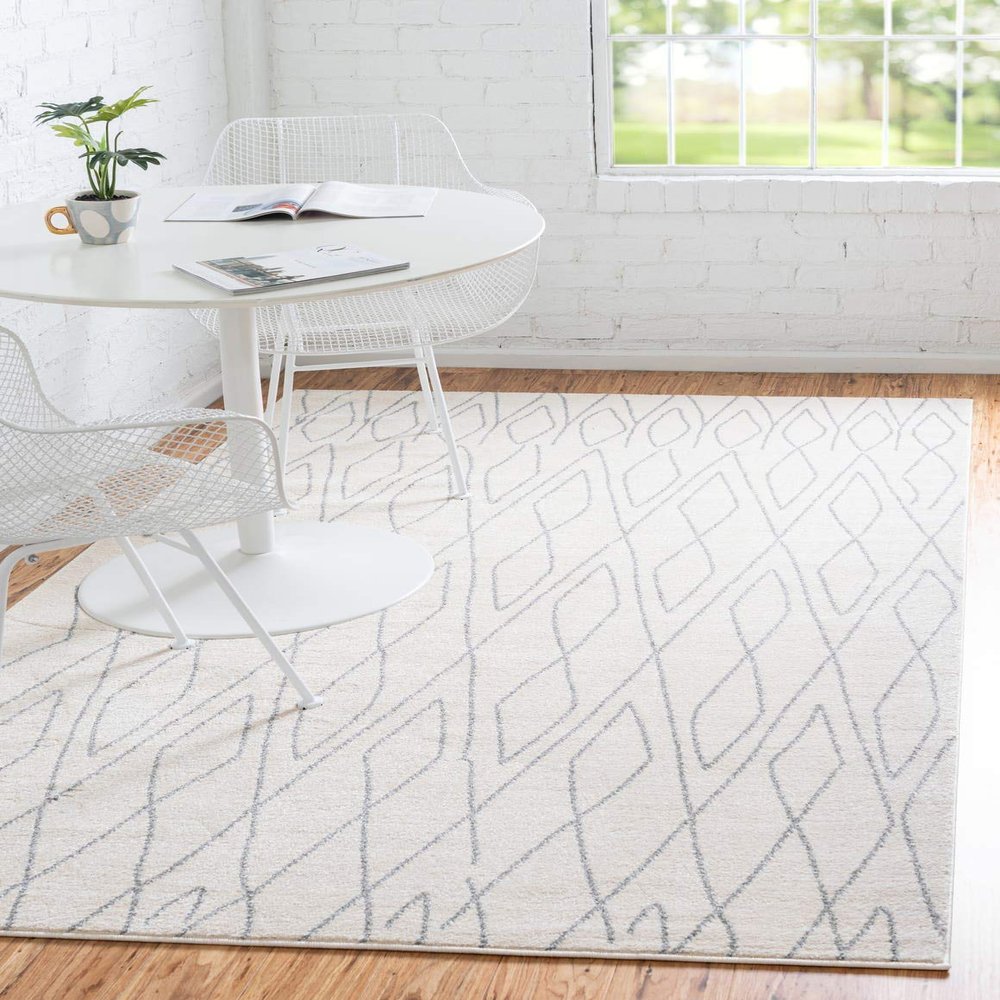 Unique Loom Fez Collection Trellis, Geometric, Bohemian Area Rug (3' 3 x 5' 3 Rectangular, Ivory/ Gray)