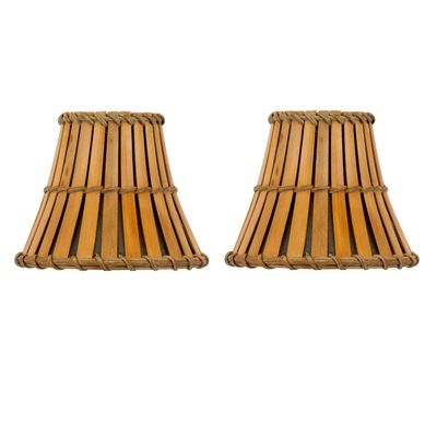 Upgradelights Set of 2 Bamboo Style 5 Inch Chandelier Lamp Shades 3x5x4.5