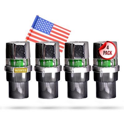Quick Pressure Tire Pressure Monitoring Valve Caps Sensor Gauge - Advanced Detection System, 28 PSI Sensing Air Alert Indicator for Cars, Trailers, Bikes - Chrome-Plated, Pack of 4