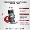 Quick Pressure Tire Pressure Monitoring Valve Caps Sensor Gauge - Advanced Detection System, 28 PSI Sensing Air Alert Indicator for Cars, Trailers, Bikes - Chrome-Plated, Pack of 4 view 2