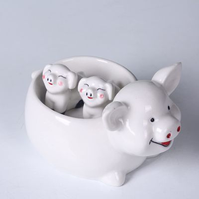 Ceramic Ornament White Pig Shape Chopstick Rest Spoon Holder Set Chopstick Holder Chopsticks Stand Rest Fork Tableware Utensils Dish