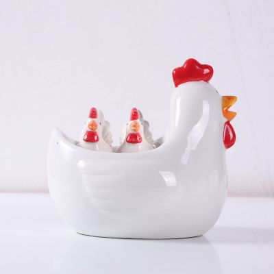 Ceramic Ornament White Rooster Shape Chopstick Rest Spoon Holder Set Chopstick Holder Chopsticks Stand Rest Fork Tableware Utensils Dish