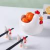 Ceramic Ornament White Rooster Shape Chopstick Rest Spoon Holder Set Chopstick Holder Chopsticks Stand Rest Fork Tableware Utensils Dish view 2
