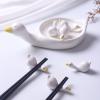 Ceramic Ornament White Goose Shape Chopstick Rest Spoon Holder Set Chopstick Holder Chopsticks Stand Rest Fork Tableware Utensils Dish view 4