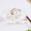 Ceramic Chopstick Rest White Rabbit Shape Spoon Holder Set Ceramic Chopstick Holder Chopsticks Stand Rest Fork Tableware Utensils Dish view 3