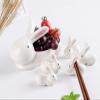 Ceramic Ornament White Rabbit Shape Chopstick Rest Spoon Holder Set Chopstick Holder Chopsticks Stand Rest Fork Tableware Utensils Dish view 2