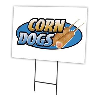 Corn Dogs 18"x24" Yard Sign & Stake | Advertise Your Business | Stake Included Image On Front Only | Made in The USA