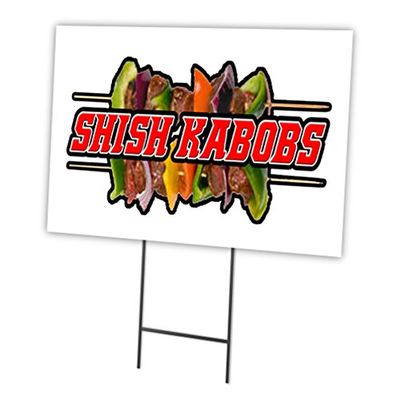 SHISH KABOBS 18"x24" Yard Sign & Stake | Advertise Your Business | Stake Included Image On Front Only | Made in The USA