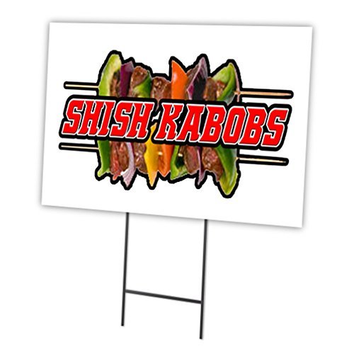 SHISH KABOBS 18"x24" Yard Sign & Stake | Advertise Your Business | Stake Included Image On Front Only | Made in The USA