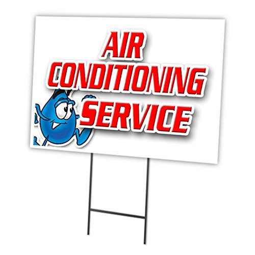 AIR CONDITIONING SERVICE 18"x24" Yard Sign & Stake outdoor plastic window | Advertise Your Business | Stake Included Image On Front Only | Made in The USA