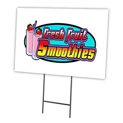 SMOOTHIES 18"x24" Yard Sign & Stake | Advertise Your Business | Stake Included Image On Front Only | Made in The USA